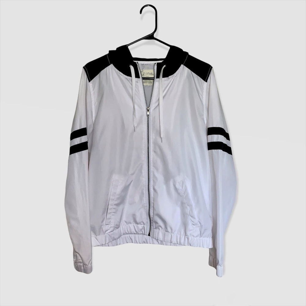 white and black windbreaker 🤍🖤